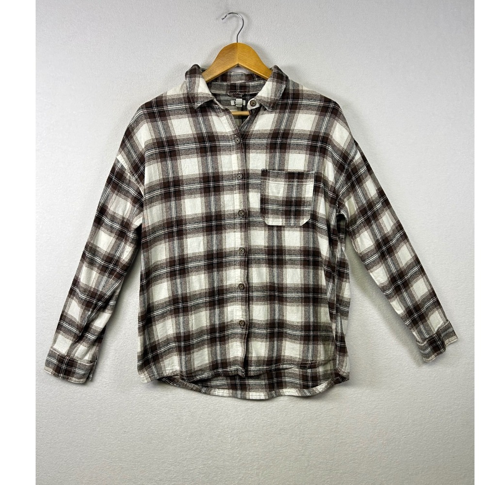Garage Plaid Flannel Shirt Long Sleeve Button Up Casual Top Women's XS